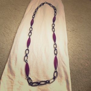 Black chain link necklace w/ purple accent beads